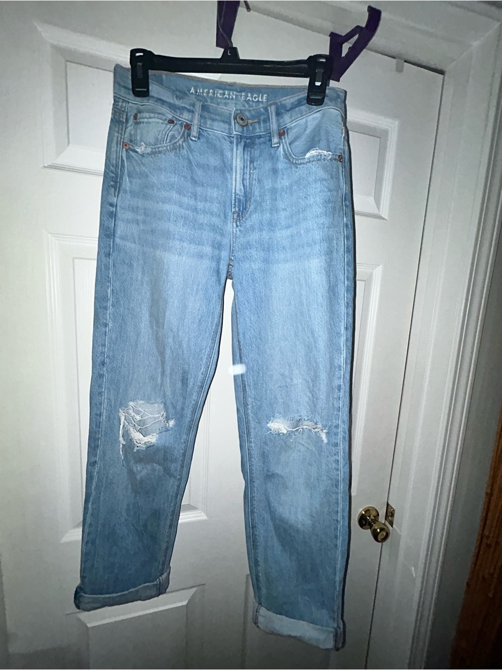 American Eagle Outfitters Light Blue Distressed Straight Jeans